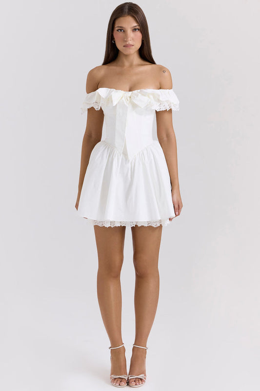 Cotton Off Shoulder Corset Mini Dress