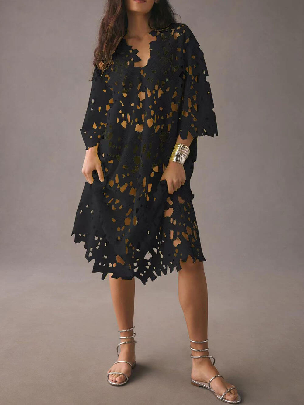 Amalfi - Coast Lace Cover-Up Midi Dress - VibeSoothe