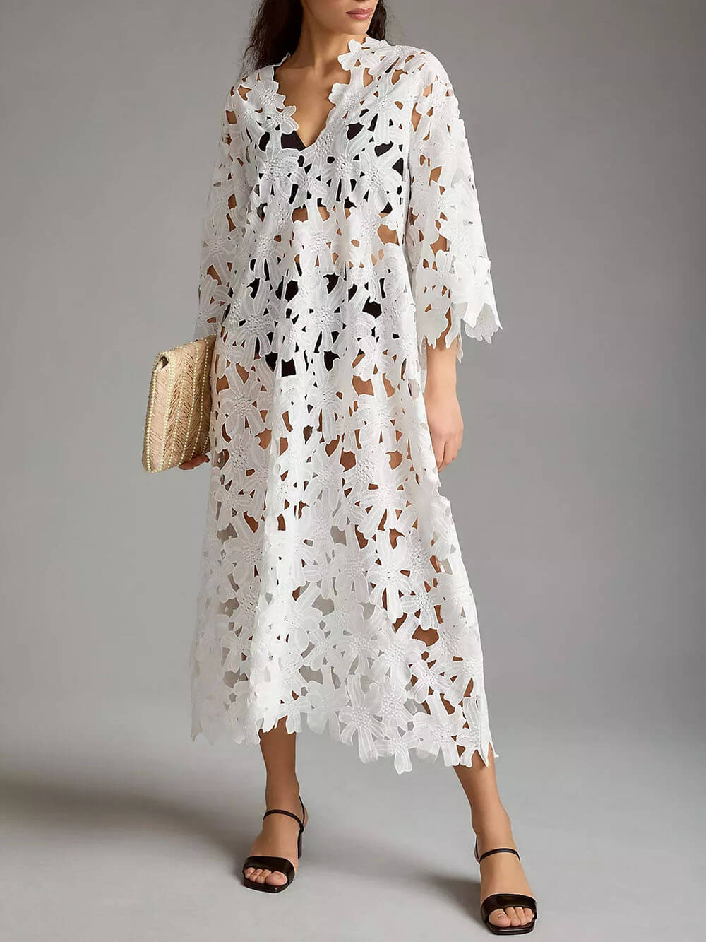 Amalfi - Coast Lace Cover-Up Midi Dress - VibeSoothe