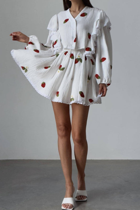 Ruffled Strawberry Print Skirt Set | Dress In Beauty