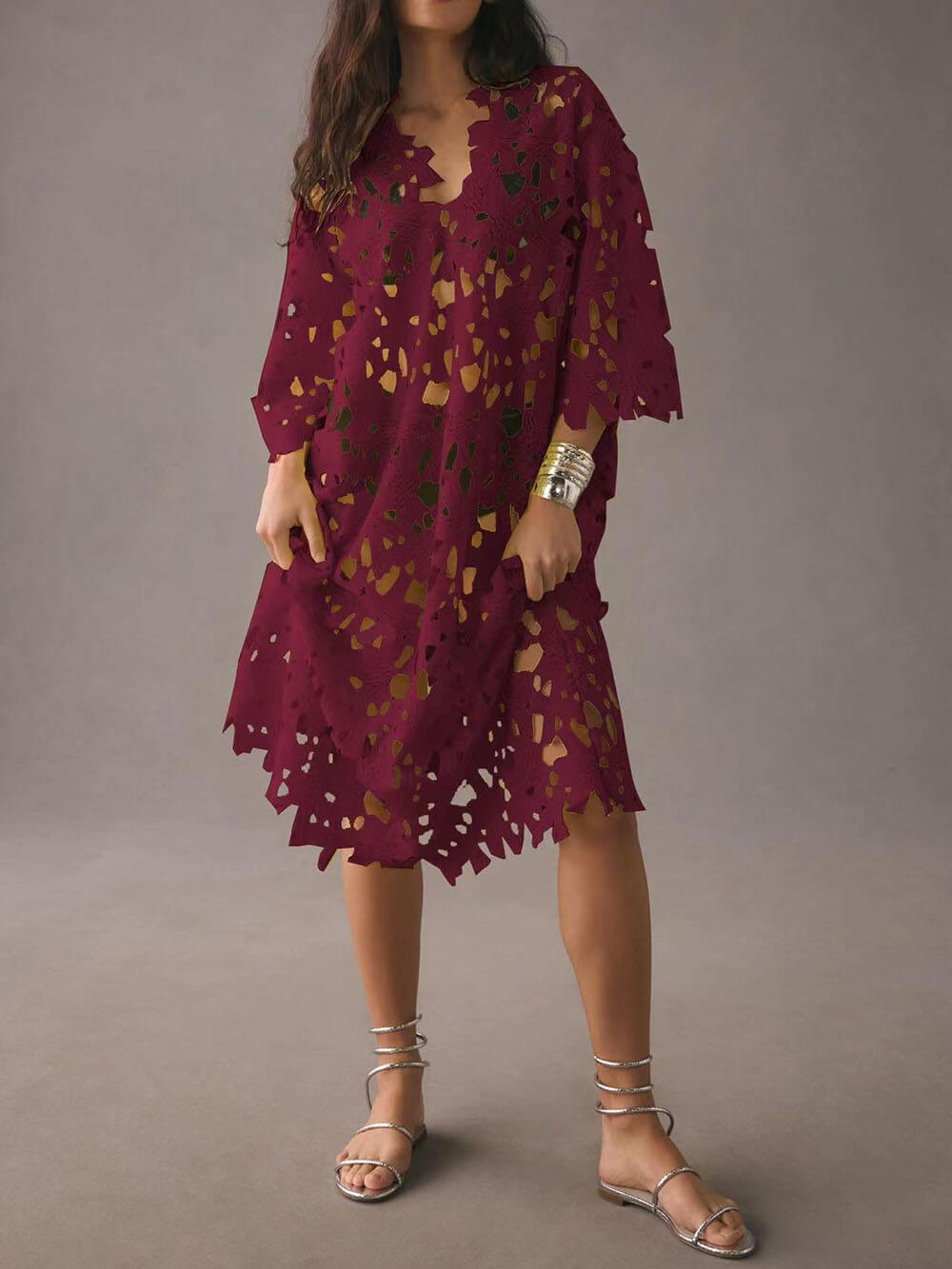 Amalfi - Coast Lace Cover-Up Midi Dress - VibeSoothe