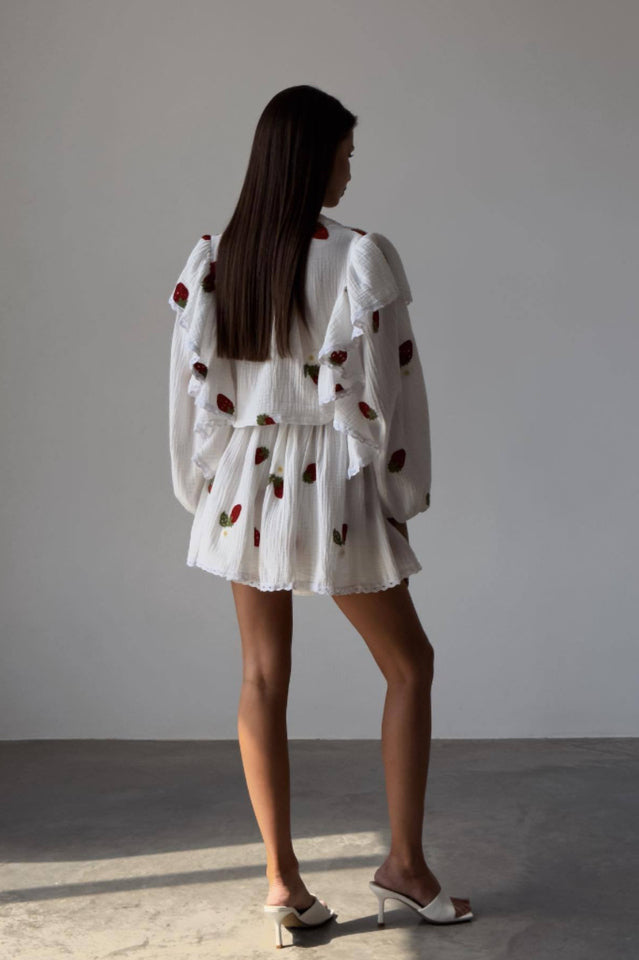 Ruffled Strawberry Print Skirt Set | Dress In Beauty