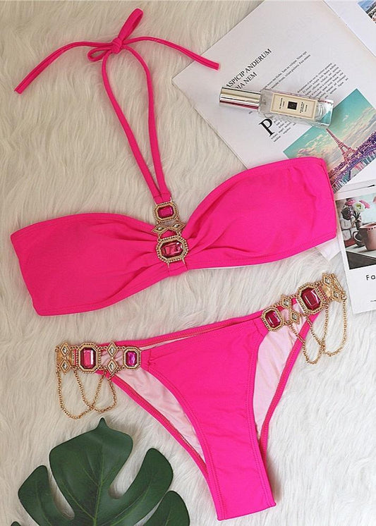 Fuchsia Luxe Gem Bikini Set - Blacktats