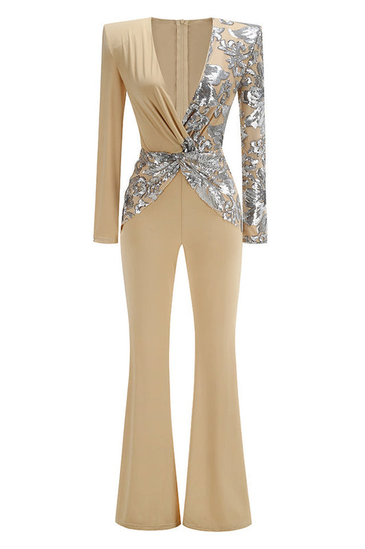 Long Sleeve Sequin Jumpsuit