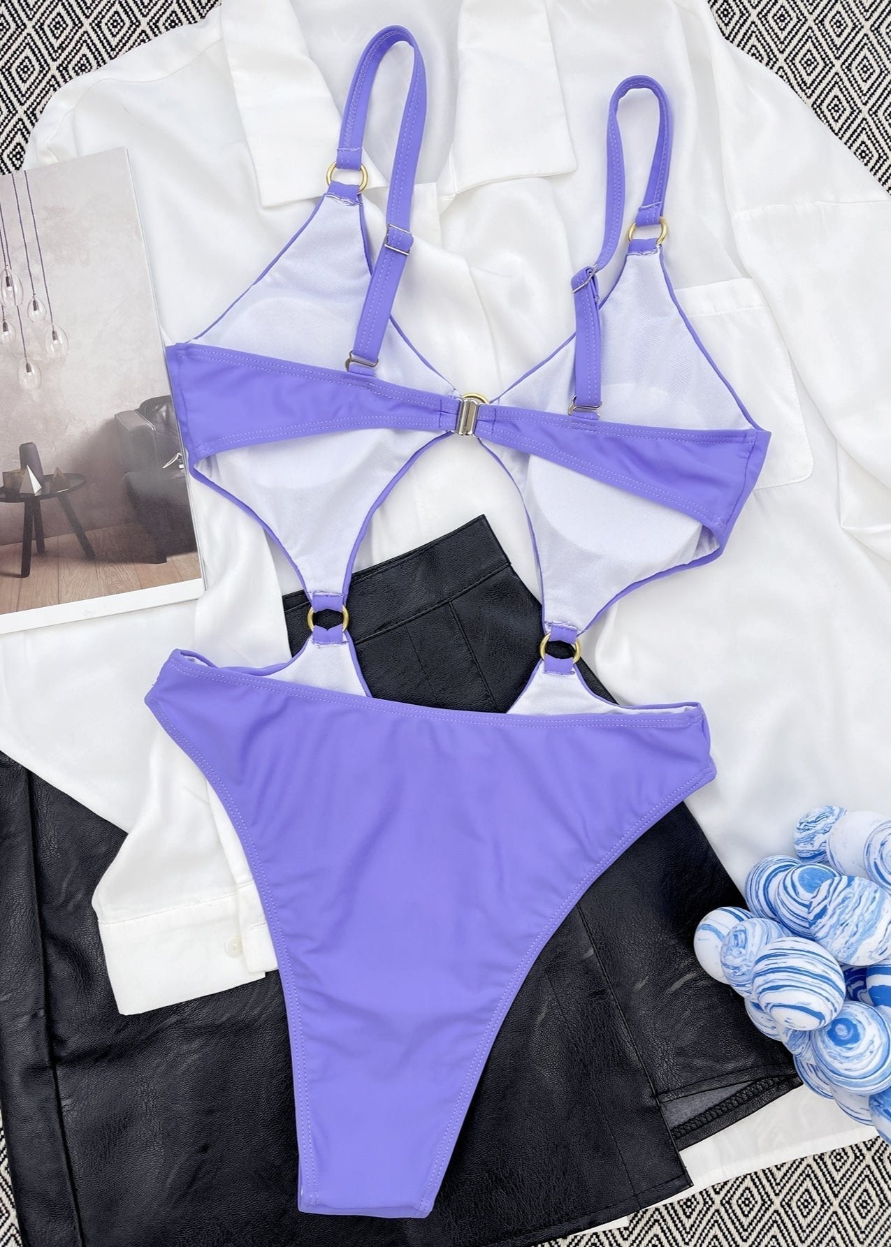 Violet Glow Cutout Swimsuit - Blacktats