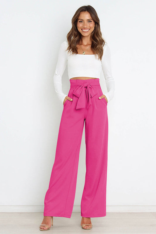 All-Matching Belted Wide-Leg Trouser