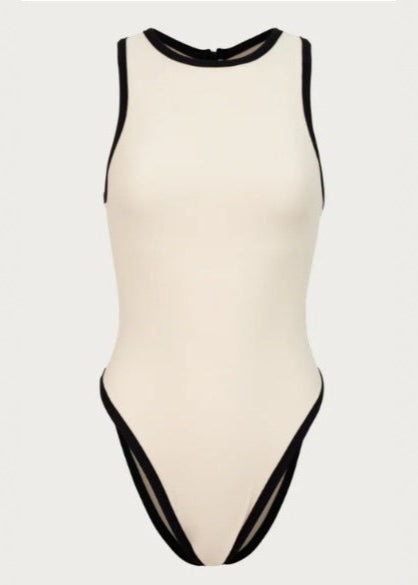 Verona - Contrast Trim One-Piece Swimsuit - Blacktats