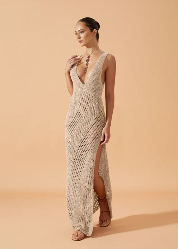 Isla - Handcrafted Crochet Maxi Dress - Blacktats