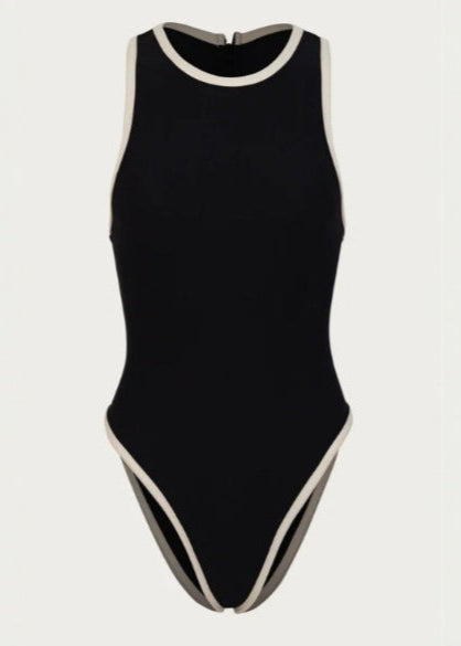 Verona - Contrast Trim One-Piece Swimsuit - Blacktats