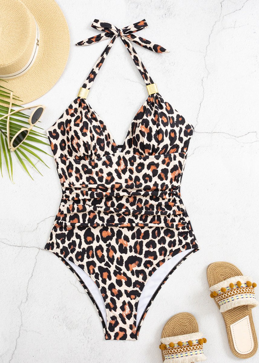 Wild Charm Halter One-Piece Swimsuit - Blacktats