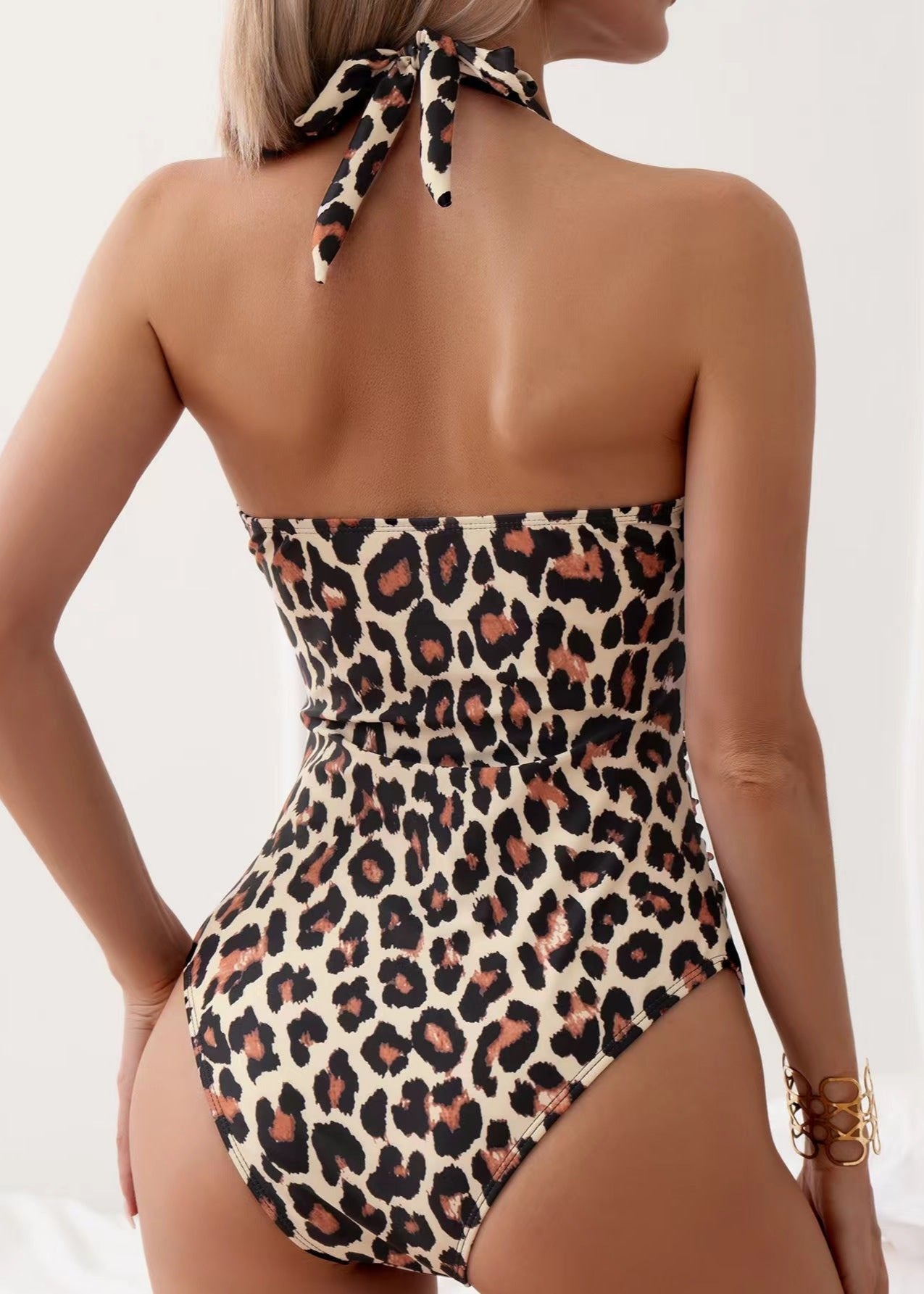 Wild Charm Halter One-Piece Swimsuit - Blacktats