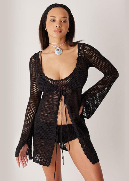 Elegant Crochet Beach Cover-Up - Blacktats